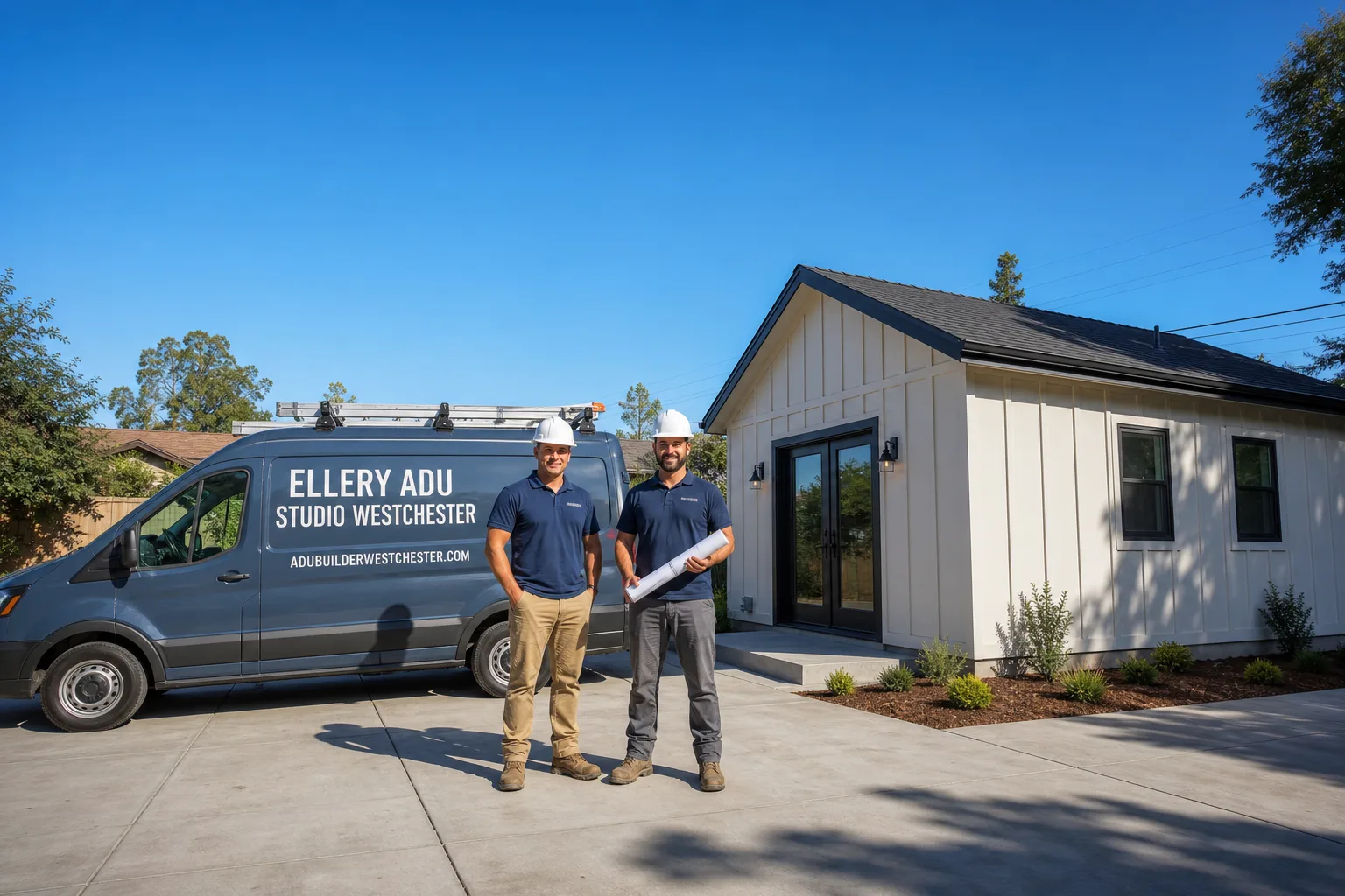 Ellery ADU Studio Westchester adu service vehicle and crew in Westchester, CA